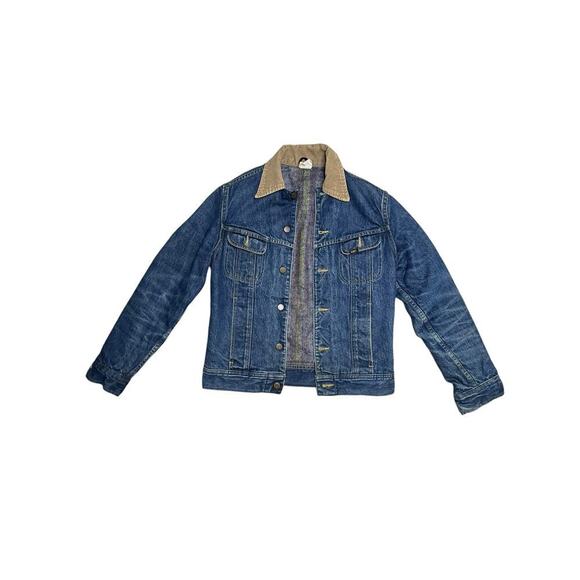 Vintage Lee Storm Rider Denim Jacket‎ - Blanket Lined / Beige Collar Western - S - Picture 1 of 11